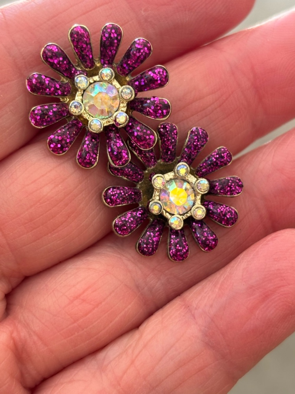 Betsey Johnson Fuchsia Glitter Earrings